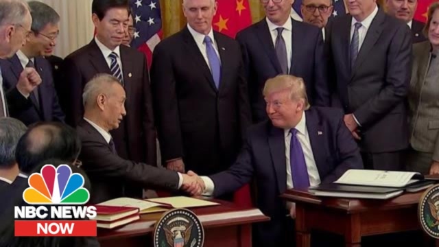 Stocks Hit Record High As Trump Signs China Trade Deal | NBC News NOW